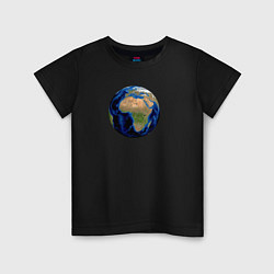 Футболка хлопковая детская Планета солнечной системы земля, цвет: черный
