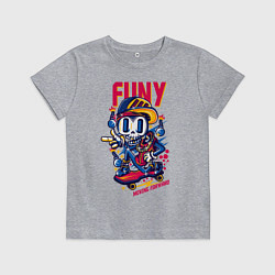 Футболка хлопковая детская Скелетон на скейте, цвет: меланж