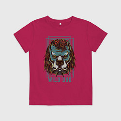 Футболка хлопковая детская Бульдог в ошейнике, цвет: маджента