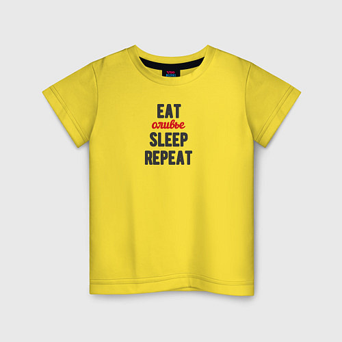 Детская футболка Eat оливье Sleep Repeat / Желтый – фото 1
