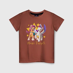 Футболка хлопковая детская Magic Pony Friends, цвет: кирпичный