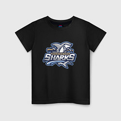 Футболка хлопковая детская Wilmington sharks -baseball team, цвет: черный