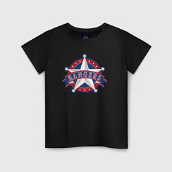 Футболка хлопковая детская Texas Rangers -baseball team, цвет: черный