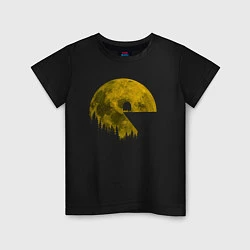 Футболка хлопковая детская Pac-man moon Пакмен луна, цвет: черный