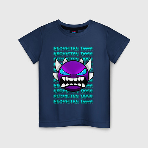 Детская футболка GEOMETRY DASH ФИОЛЕТОВЫЙ ДЕМОН ГЕОМЕТРИЯ / Тёмно-синий – фото 1
