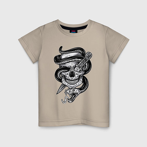 Детская футболка Snake skull / Миндальный – фото 1