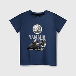Футболка хлопковая детская YAMAHA - racing team, цвет: тёмно-синий