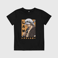 Футболка хлопковая детская Трафальгар Ло, цвет: черный
