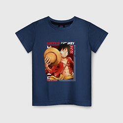 Футболка хлопковая детская Ван-Пис One Piece, Луффи Мугивара, цвет: тёмно-синий