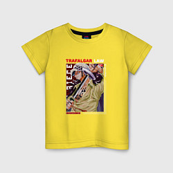 Футболка хлопковая детская Ван-Пис One Piece, Трафальгар Ло,, цвет: желтый