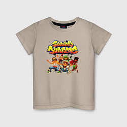 Футболка хлопковая детская Subway Surfers персонажи, цвет: миндальный