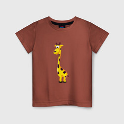 Футболка хлопковая детская Веселый жирафик, цвет: кирпичный