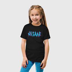 Футболка хлопковая детская ARCANE LEAGUE OF LEGENDS NEON LOGO, цвет: черный — фото 2