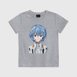 Футболка хлопковая детская Neon Genesis Evangelion Рей, цвет: меланж