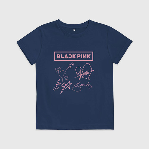 Детская футболка BLACKPINK АВТОГРАФЫ БЛЭКПИНК / Тёмно-синий – фото 1