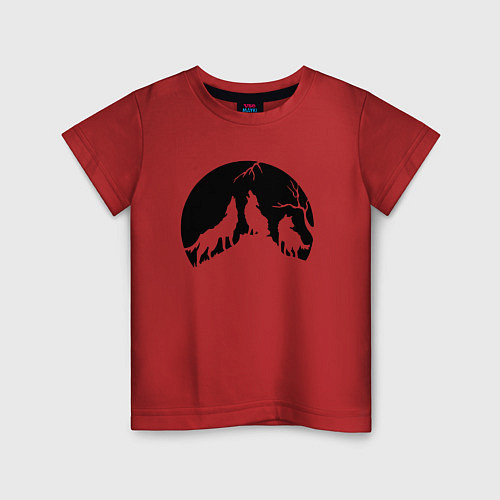 Детская футболка Три волка и луна / Красный – фото 1
