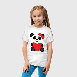 Футболка хлопковая детская Панда с сердцем на прозрачном фоне, цвет: белый — фото 2