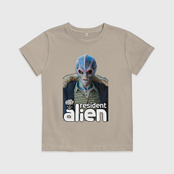 Футболка хлопковая детская Resident alien, цвет: миндальный