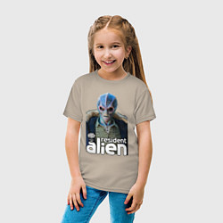 Футболка хлопковая детская Resident alien, цвет: миндальный — фото 2