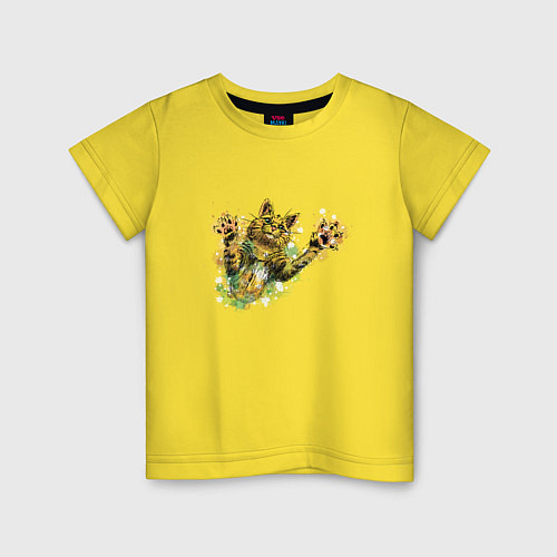 Детская футболка Котик нападает / Желтый – фото 1