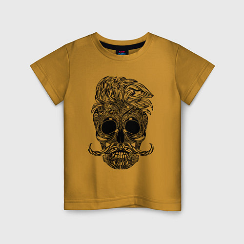 Детская футболка Skull hipster / Горчичный – фото 1