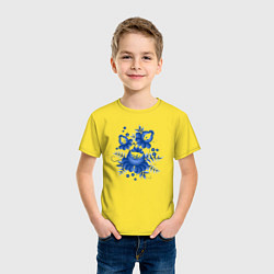 Футболка хлопковая детская Голубой орнамент Гжель, цвет: желтый — фото 2