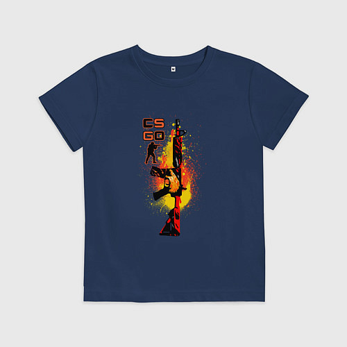 Детская футболка CS GO Винтовка M4A4 HOWL / Тёмно-синий – фото 1