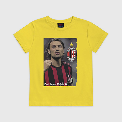 Детская футболка Paolo Cesare Maldini - Milan, captain / Желтый – фото 1