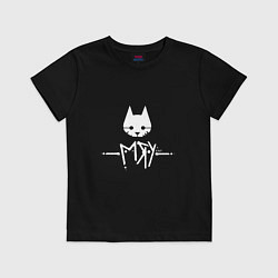 Футболка хлопковая детская Stray: Мяу, цвет: черный