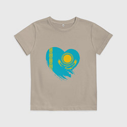 Футболка хлопковая детская Сердце - Казахстан, цвет: миндальный