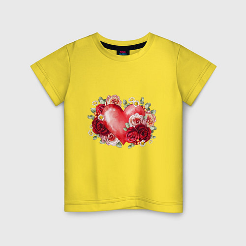 Детская футболка ЦВЕТЫ И СЕРДЦЕ / Желтый – фото 1