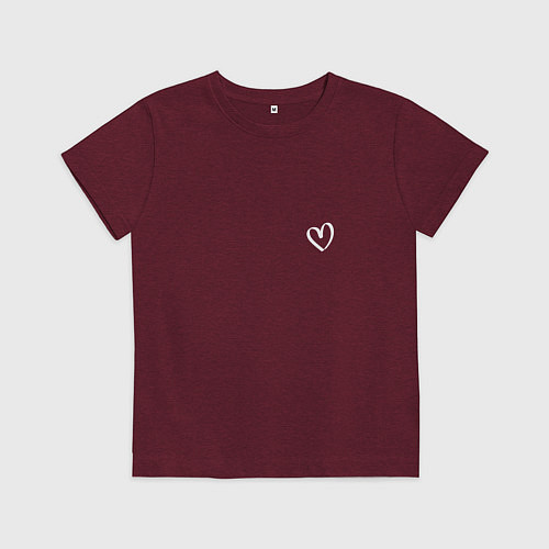 Детская футболка ПРОСТО СЕРДЦЕ сердце и ничего лишнего / Меланж-бордовый – фото 1