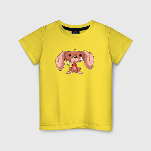 Детская футболка Милая собачка с косточкой / Желтый – фото 1