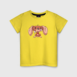 Футболка хлопковая детская Милая собачка с косточкой, цвет: желтый