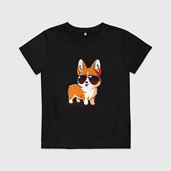 Футболка хлопковая детская ИНКОРГНИТО , скрытый корги, цвет: черный