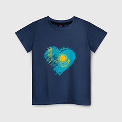 Футболка хлопковая детская Сердечко Казахстана, цвет: тёмно-синий