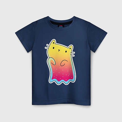 Детская футболка Космический котик / Тёмно-синий – фото 1