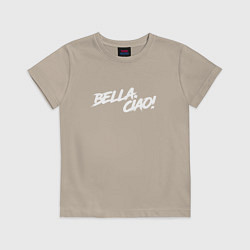 Футболка хлопковая детская БУМАЖНЫЙ ДОМ, BELLA CIAO!, цвет: миндальный