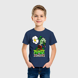 Футболка хлопковая детская Plants vs Zombies рука зомби, цвет: тёмно-синий — фото 2