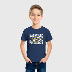 Футболка хлопковая детская Nashville Predators, Нэшвилл Предаторз, цвет: тёмно-синий — фото 2