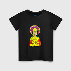 Футболка хлопковая детская Гомер - бог пончиков, цвет: черный