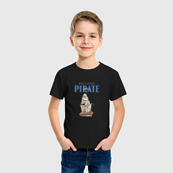 Футболка хлопковая детская Once a pirate always a pirate, цвет: черный — фото 2