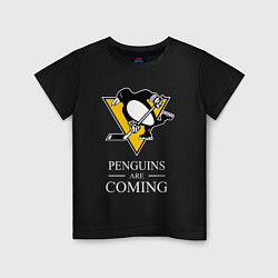 Футболка хлопковая детская Penguins are coming, Pittsburgh Penguins, Питтсбур, цвет: черный