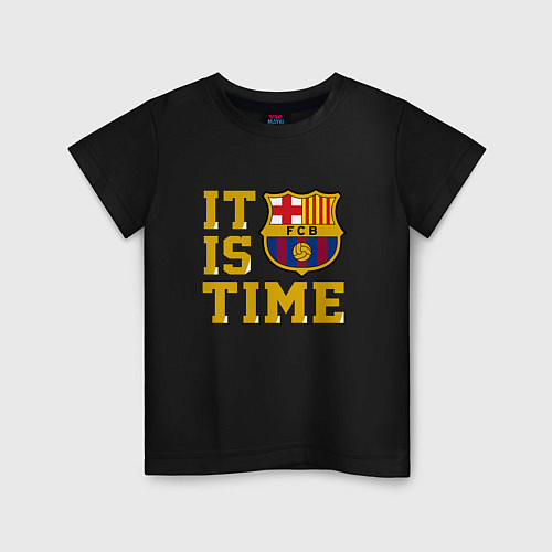 Детская футболка IT IS BARCA TIME НАСТАЛО ВРЕМЯ БАРСЫ Barcelona Бар / Черный – фото 1
