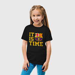 Футболка хлопковая детская IT IS BARCA TIME НАСТАЛО ВРЕМЯ БАРСЫ Barcelona Бар, цвет: черный — фото 2