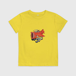 Футболка хлопковая детская Самолет и зайцы, цвет: желтый