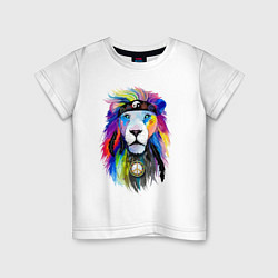 Футболка хлопковая детская Color lion! Neon!, цвет: белый