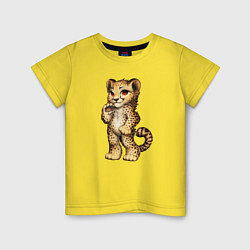 Футболка хлопковая детская Прикольный милый леопардик, цвет: желтый
