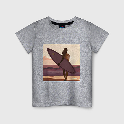 Детская футболка Девушка-серфер / Меланж – фото 1