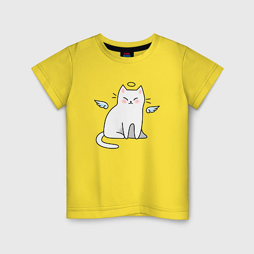 Детская футболка КОТИК АНГЕЛ CAT ANGEL / Желтый – фото 1